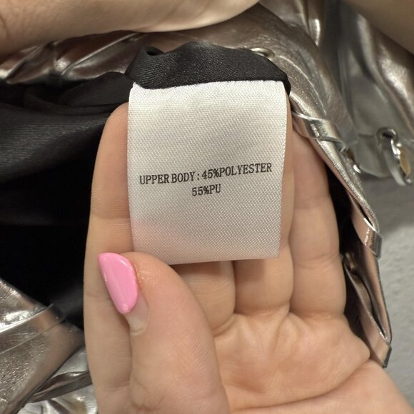 AMYLYNN Dress Womens Small Silver Metallic Long Sleeve Mini Zipper Party Modern - Picture 6 of 11